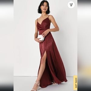 Constantine Burgundy Satin Maxi Dress
